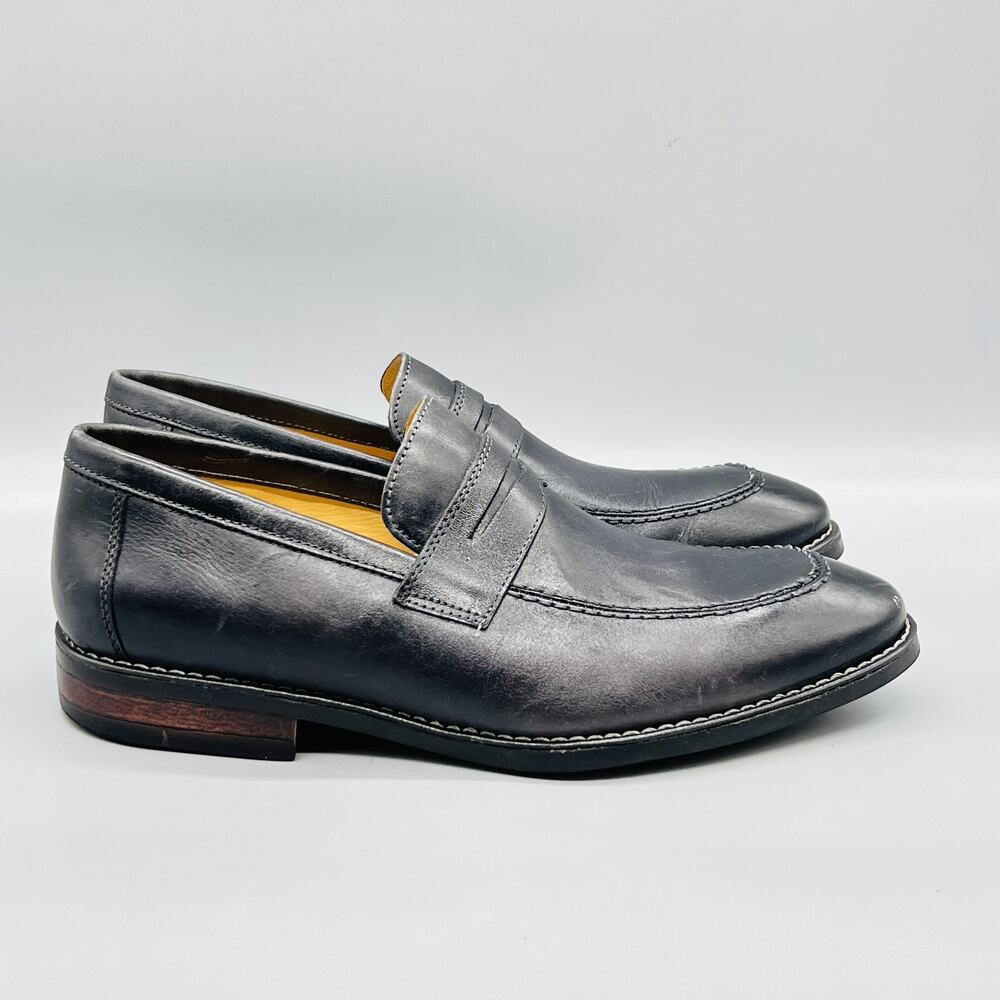 Sandro Moscoloni Shoes Mens 9.5 Black Leather Penny Loafers Dress Classic Oxford